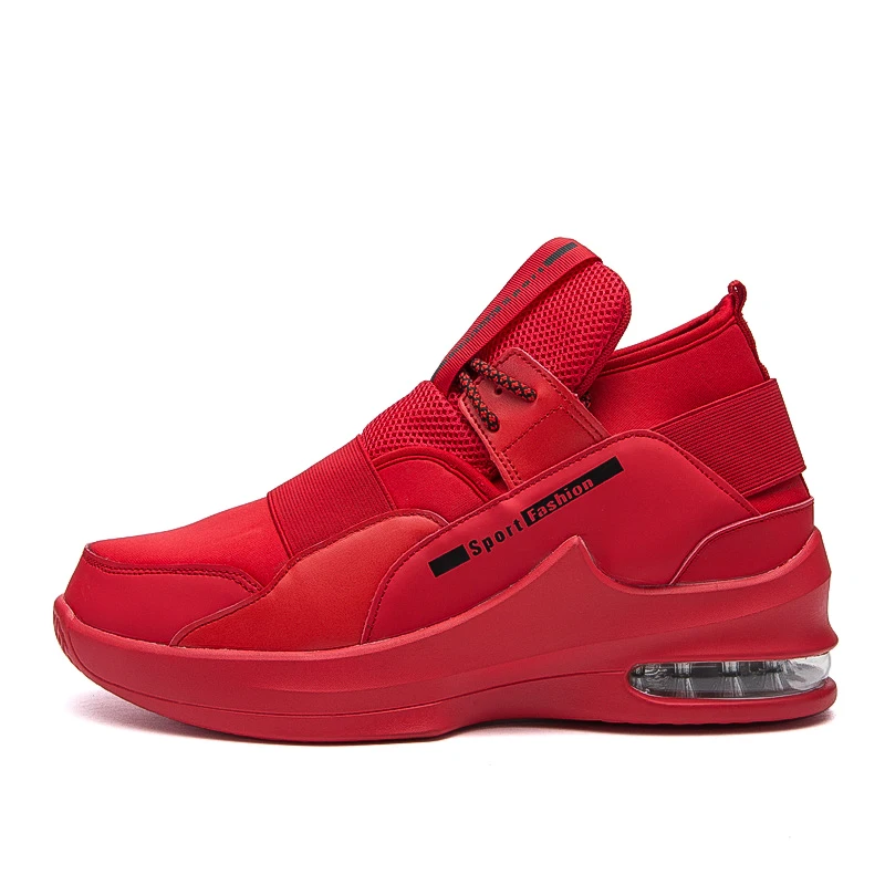 HUMTTO мужские баскетбольные кроссовки James, баскетбольные кроссовки Lebron с воздушной подушкой, Нескользящие высокие кроссовки, дышащие баскетбольные ботинки - Цвет: red