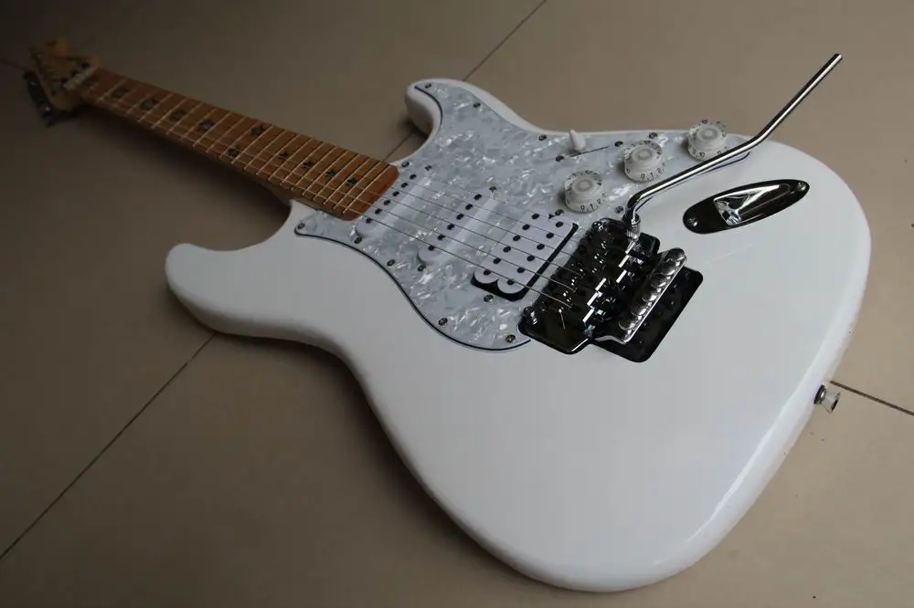 Free Shipping China Guitar STR Model electric Guitar With Five Star Inlay In White 120521