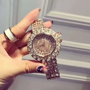 

Ladies Watch With Full Diamond Luxury Women's watch Fashion Wristband Quartz watch Big Band Gifts For Women