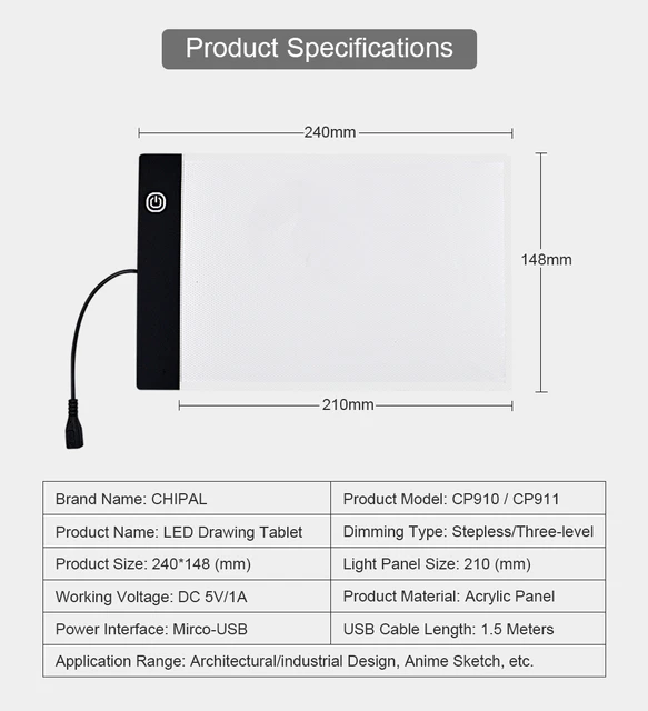A3 A4 A5 Dimmable Graphics Drawing Tablet USB LED Light Box Copy Board Pad  Electronic Art Graphic Painting Writing Pad Table - AliExpress