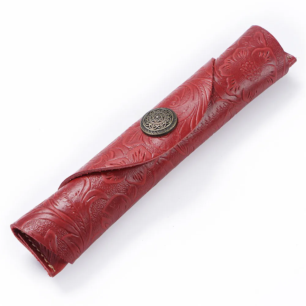 Canved Red Школьный чехол для карандашей из натуральной кожи в рулоне для девочек и мальчиков, чехол для карандашей, кавайный пенал, маленький картридж, сумка для ручек, перьевая коробка - Цвет: Canved Red