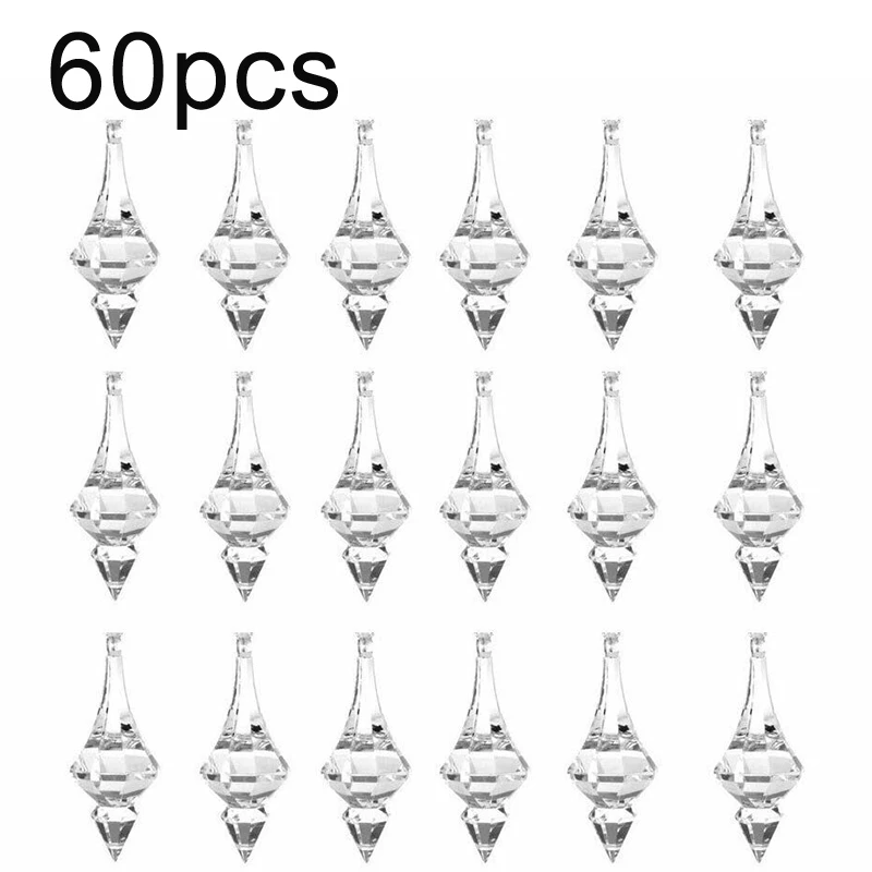 

60 Acrylic Crystal Transparent Beads Garland Chandelier Hanging Pendant Wedding curtains Party Decor