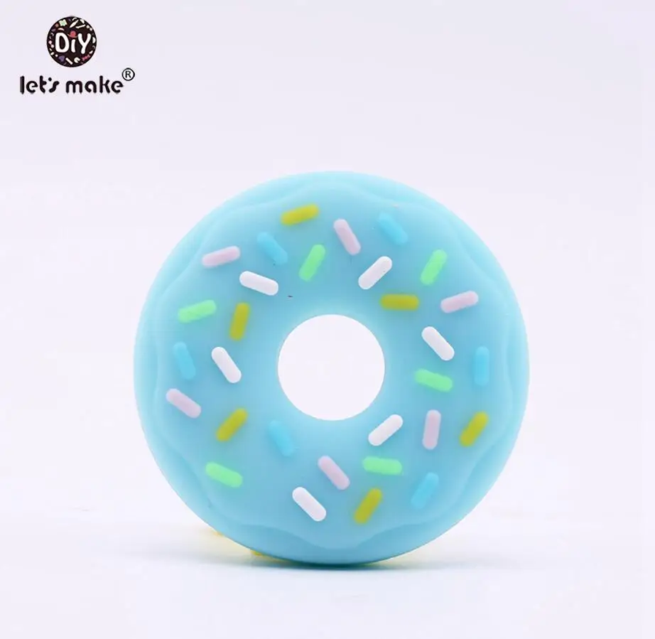 Let's Make 1 шт силиконовый Прорезыватель для зубов пончик BPA Бесплатно Пищевой класс уход Прорезыватель для зубов подвески для ожерелья медальон Прорезыватель зубов DIY Детская Игрушка прорезыватель - Цвет: Синий