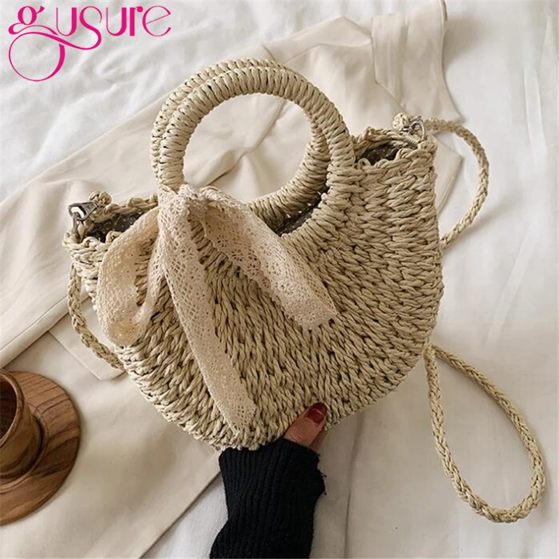 puente El respeto Nombrar Gusure Bolso de playa de paja con cintas para mujer, hecha a mano bandolera  redonda, bolsa de ratán circular de rafia, bolsos de cesta bohemios de  verano|Bolsos de hombro| - AliExpress