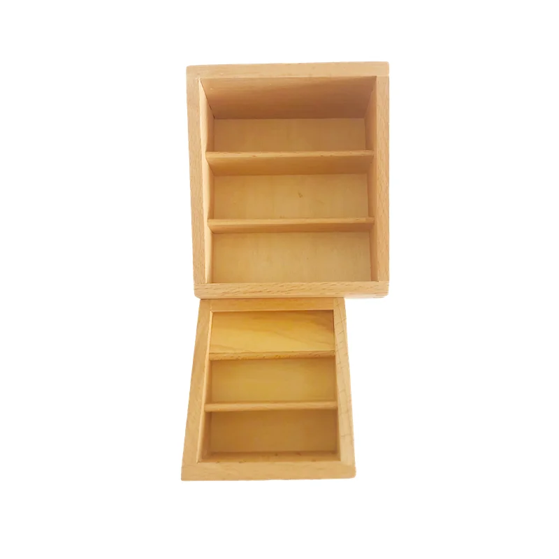 3 Sections Wooden Container for Cards Montessori Materials Mini Tray Organization Storage Box Language/ Culture Area Equipment 4