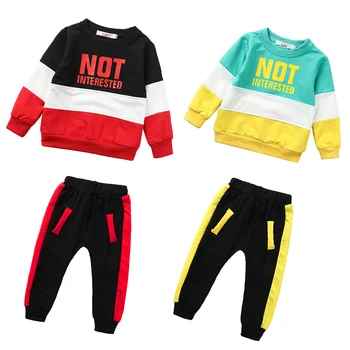 

2 3 4 5 Years Infant Baby Girls Boys Patchwork Clothes Long Sleeve Print O-Neck Casual Sweater Coat Outfits Clothes Autumn Sets