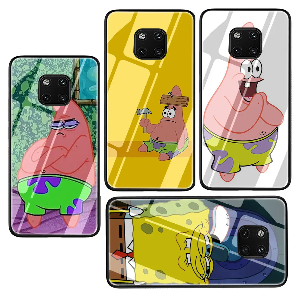 Чехол из закаленного стекла SpongeBob чехол для Huawei P10 P20 P30 mate 20 Honor 9 10 Lite Pro 7A 8X P Smart