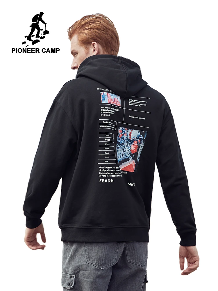 Pioneer Camp новые осенние мужские толстовки с капюшоном с модным принтом Повседневная хлопковая одежда с капюшоном Мужские брендовые толстовки AWY901551A