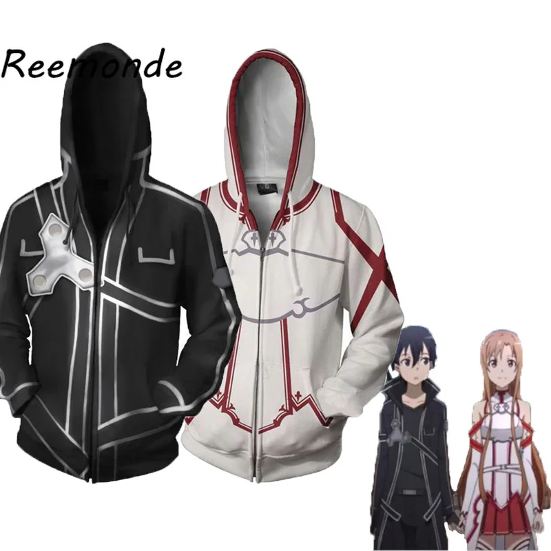 Черная толстовка с капюшоном Sword Art Online мужская куртка для мальчиков SAO Kirito Kirigaya