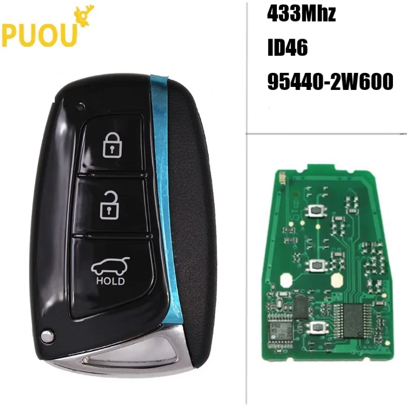 3 Button Car Remote Smart Key Suit for HYUNDAI 95440-2W600 Santa Fe IX45 433MHz ID46 pcf7952 msd spark plug wires