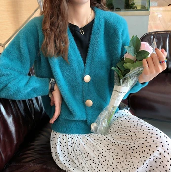 

autumn winters is han edition knitwear clothing female little brief paragraph cardigan loose coat