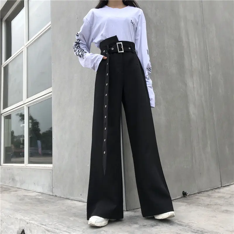 

Favour Korean Style Pants Women Autumn Winter Fashion 2020 Loose Wide Leg Pants Solid Casual Trousers High Waist Pants Women