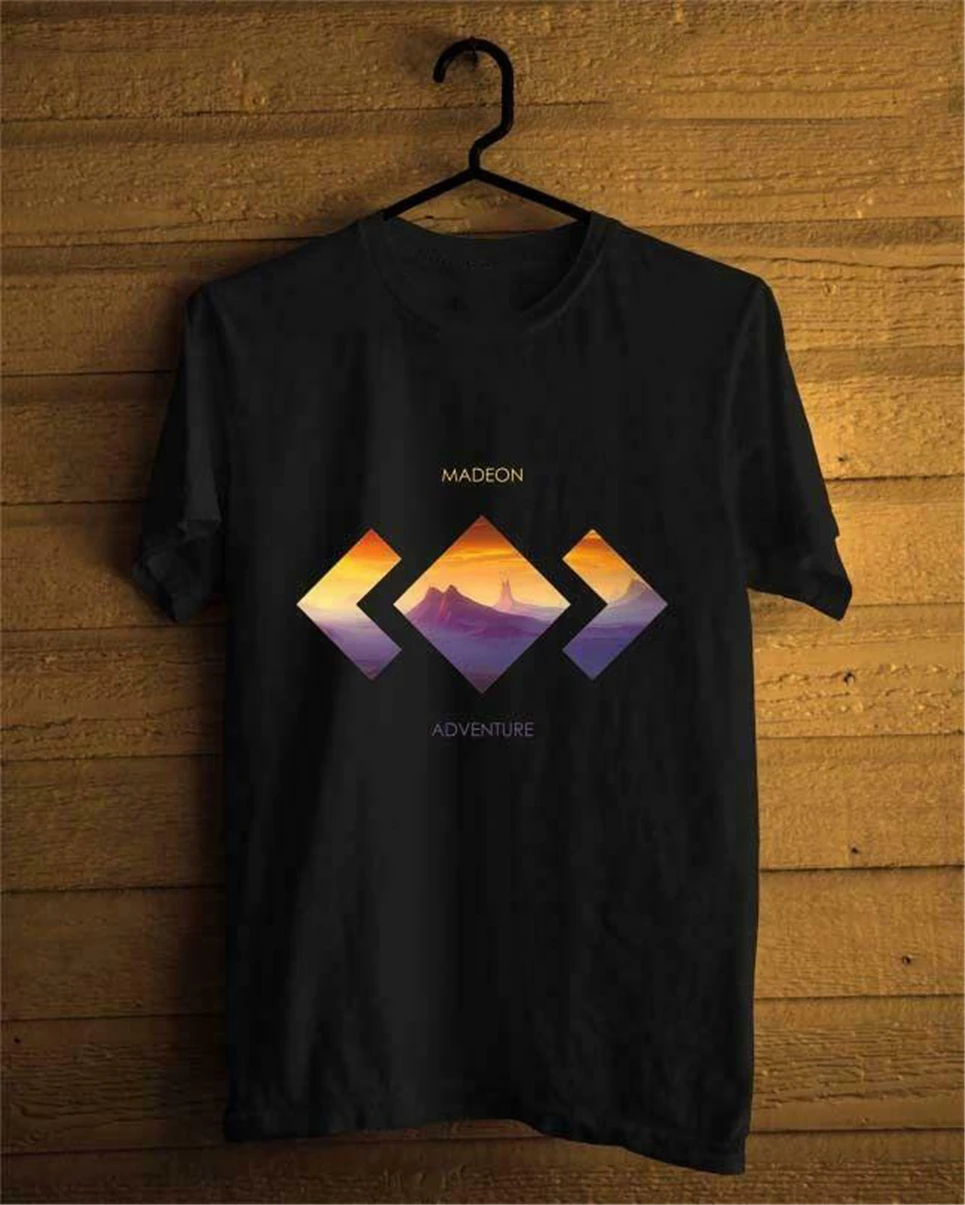 Madeon Adventure Черная Мужская футболка на заказ размер S-2Xl США Em1 свободный топ Ajax |