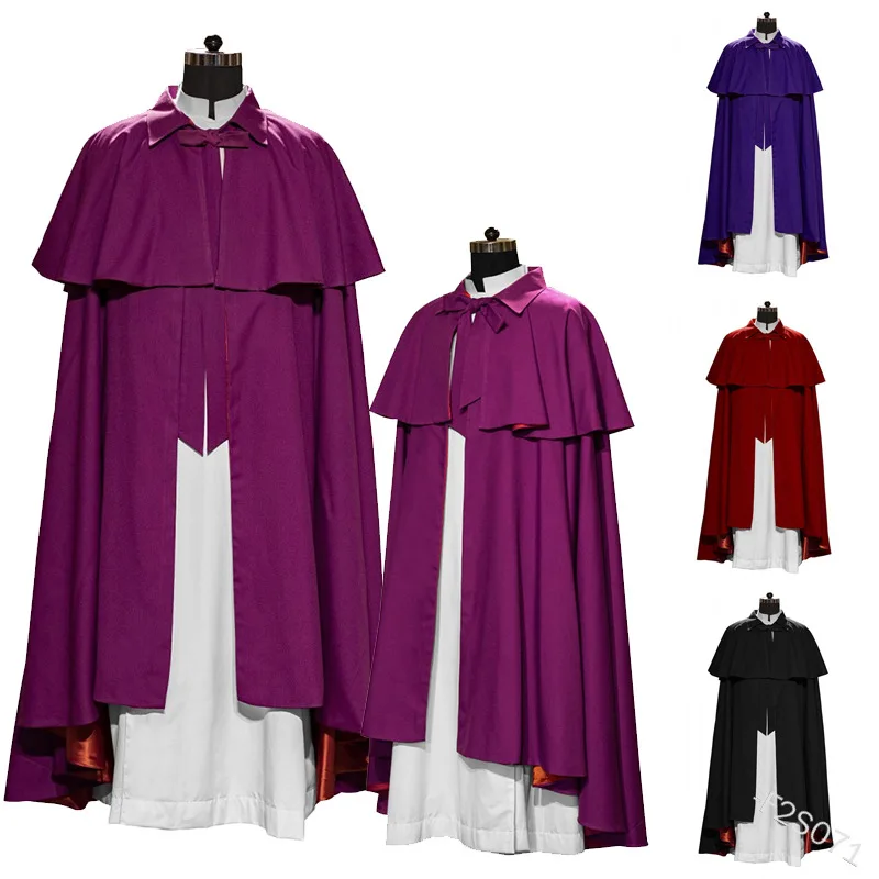 Cosplay Costume Medieval Renaissance Warrior King Guard Maxi Cloak Lord Retro Gothic Knight Stage Costume Cosplay Priest Trench Cape Men