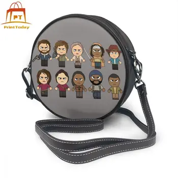 

Walking Dead Shoulder Bag Walking Dead Leather Bag Trendy Women Print Bags Multi Pocket Small Round Purse