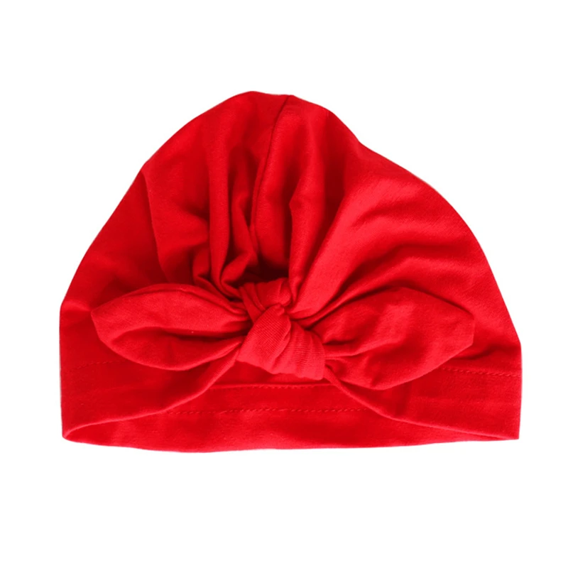 RED BalleenShiny/детская мягкая шапка-тюрбан из хлопка; Желейный головной убор; детская шапка с бантиком и заячьими ушками; аксессуары для головы; сезон лето-осень - Цвет: RED