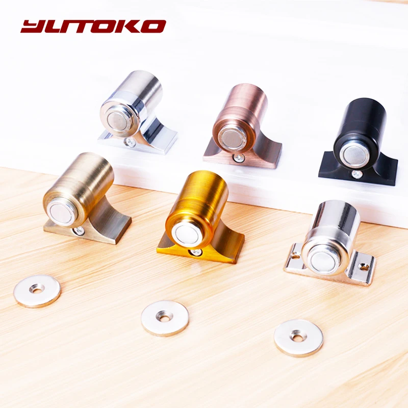 

YUTOKO Stainless Steel Door Stop Casting Powerful Floor-mounted Magnetic Holder 46mm*47mm Satin Nickel Brushed Door Stopper