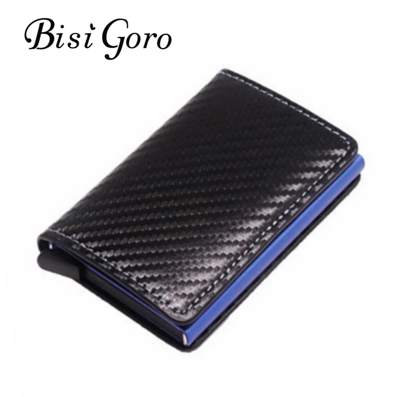 Тонкий мини-кошелек BISIGORO карбоновый держатель для карт кошельки мужчин бренд Rfid