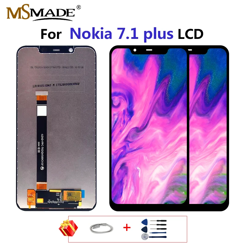 

10 PCS Original For Nokia 7.1 Plus LCD Display Touch Screen Assembly Parts For Nokia X7 Phone With Tools 6.18''inch Free Gift