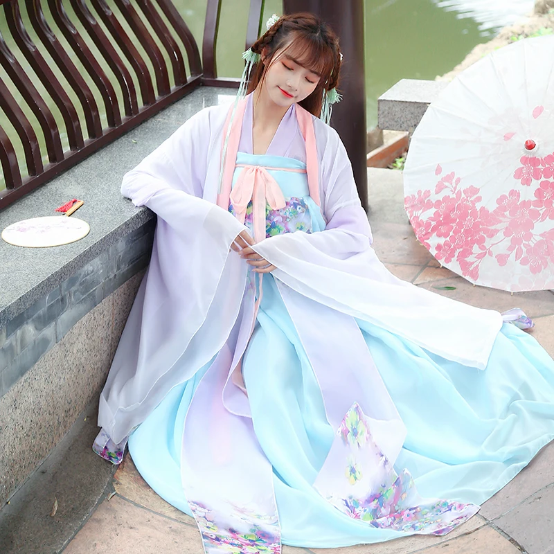 

Chinese Traditional Fairy Dance Costume Ancient Hanfu Clothing Women Oriental Folk Dancewear Lady Tang Dynasty Princess Clothing