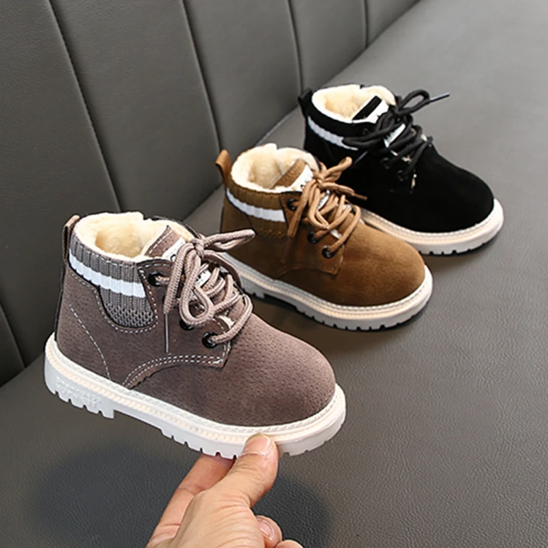 Зимние ботинки для малышей; обувь для мальчиков; теплые зимние ботинки для малышей; удобные плюшевые ботинки для маленьких мальчиков и девочек; размеры 21-30