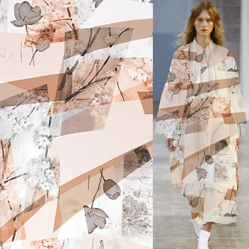 

Pure silk satin silk fabric 100% silk charmeuse fabric abstract print,SSC411