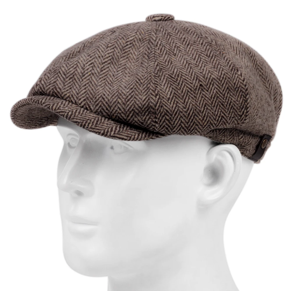 Gorros de lana de estilo Newsboy para hombre, gorras planas de