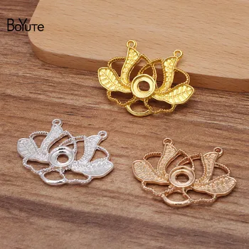 

BoYuTe (20 Pieces/Lot) 28*38MM Metal Alloy Flower Pendant Materials Vintage DIY Handmade Jewelry Accessories Wholesale
