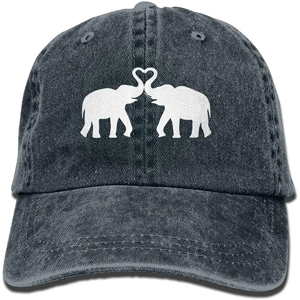 Мужская спортивная бейсболка из окрашенной джинсовой ткани со слоном и сердцем