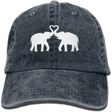 Мужская спортивная бейсболка из окрашенной джинсовой ткани со слоном и сердцем
