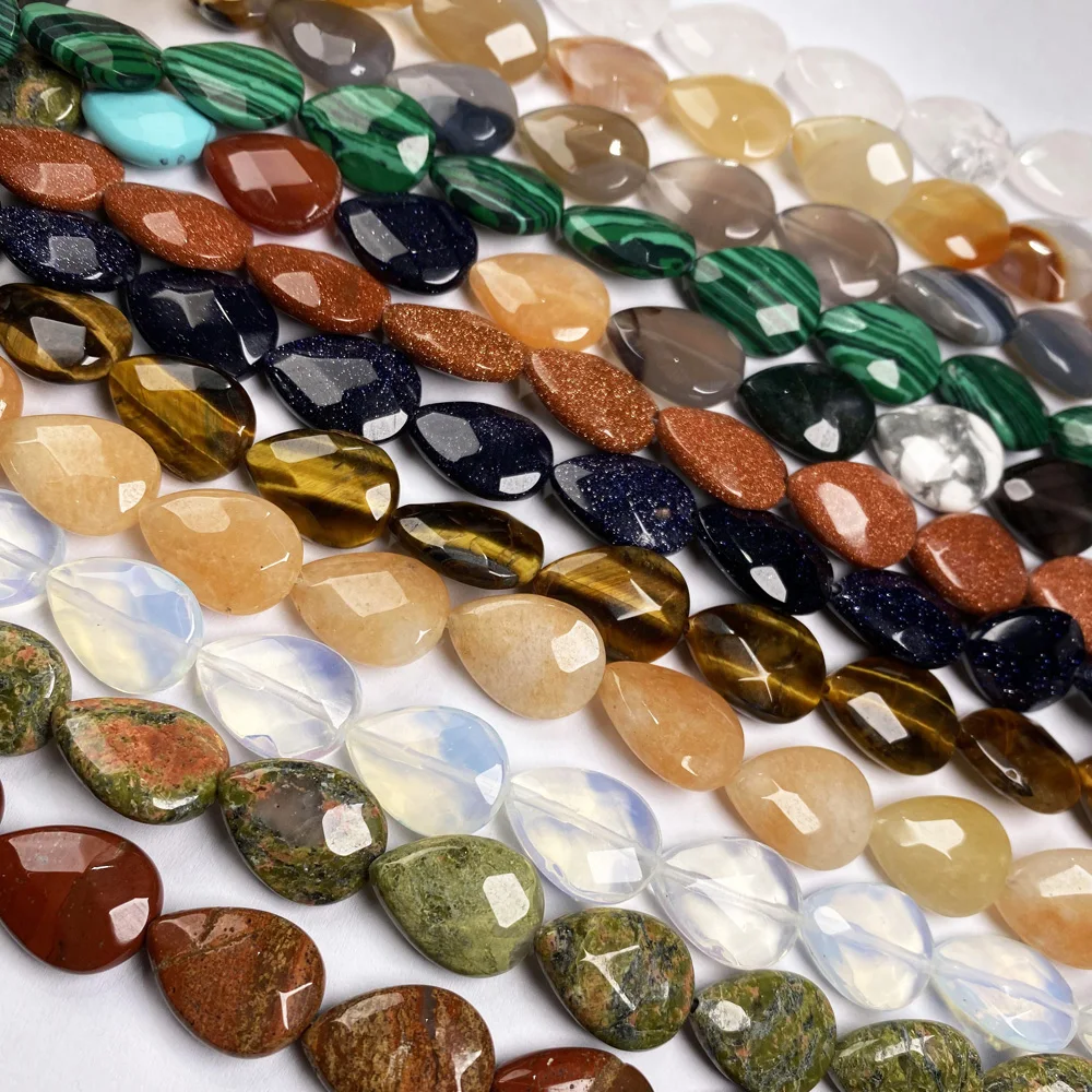 

12Pcs Natural Stone Beads Section Drop-shaped Punch Loose Beads For Jewelry Making DIY Necklace Bracelet Anklet Ring Accessory