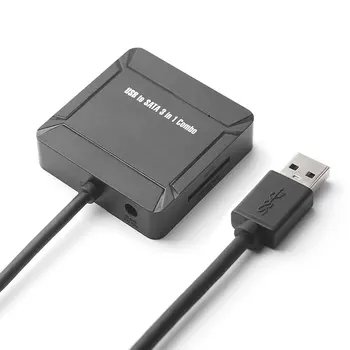 

2 Port USB HUB TF Card Reader Multifunction Splitter Combo High Speed USB3.0 to Sata HDD SSD Converter for PC Laptop