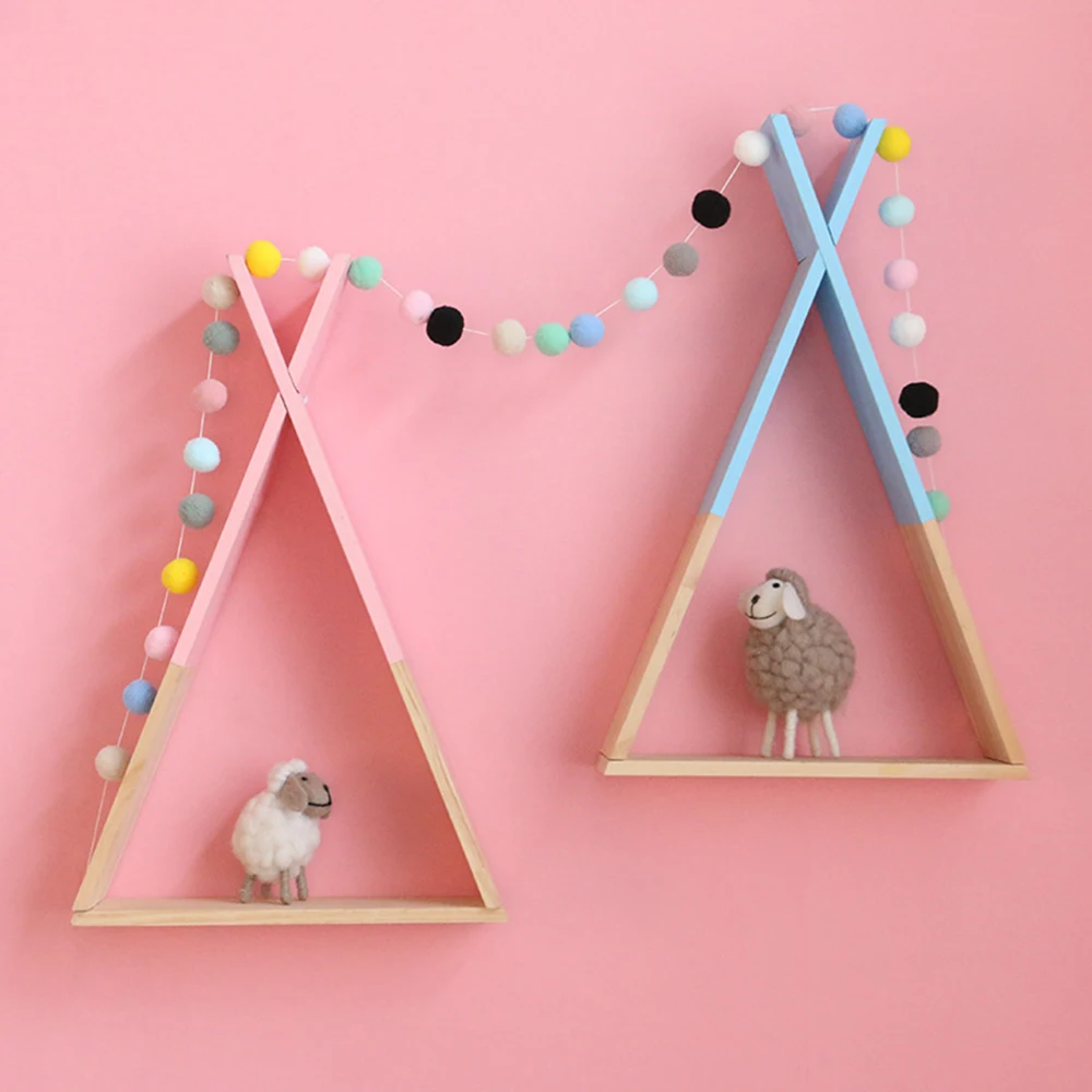 

Nordic Room Shelf Children Wooden Storage Rack Shelves In The Nursery Triangular Rack Children'S Room Bedroom Decoration Holders