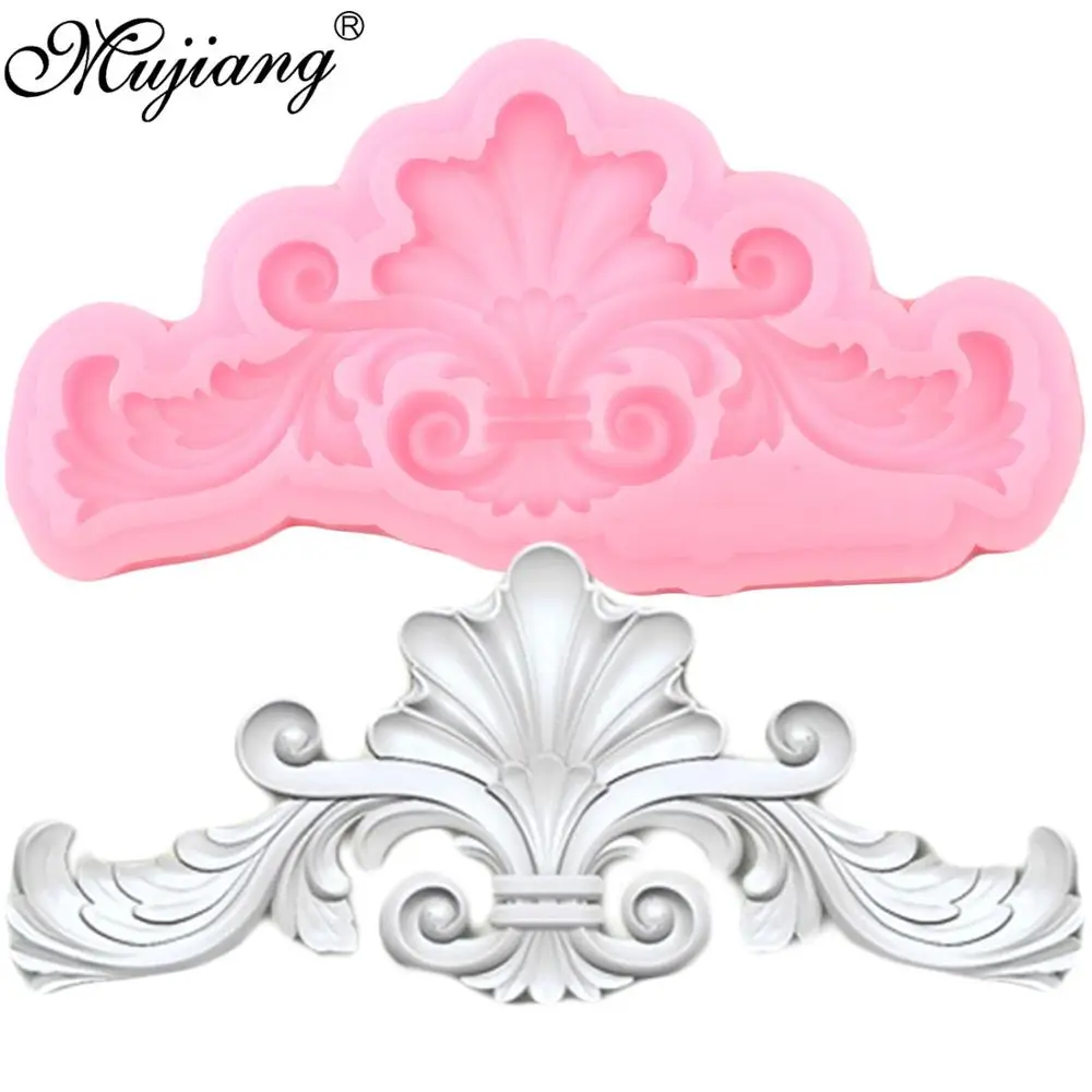 

Mujiang Sugarcraft Flower Border Silicone Molds Scroll Relief Leaves Fondant Mold Cake Decorating Tools Chocolate Gumpaste Mould