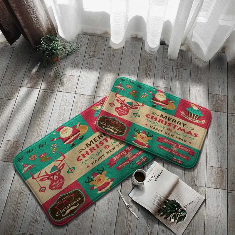 Рождественские домашние Нескользящие Коврики для двери, коврики для зала, ковры для кухни, ванной комнаты, украшения alfombras Dormitorio