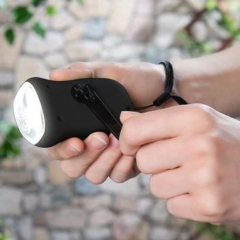 

Emergency Charger Flashlight Hand Crank Generator Wind Up Solar Dynamo Powered Charger 3 LED Manual Flashlight Home