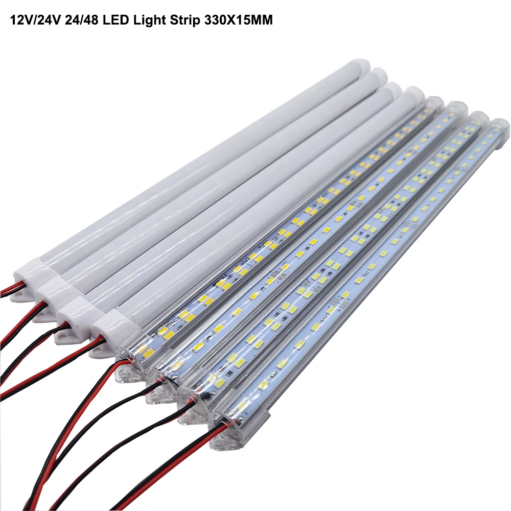 1PCS 24/48 Strip 330X15MM Hard Rigid Tube Bar Lamp IP65 Waterproof 5730-led bead Lights Strips For DIY