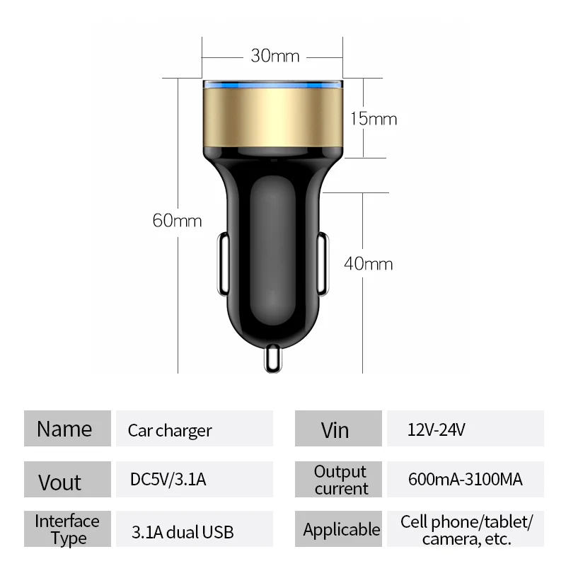 Car USB Charger Universal Quick Charge Charger 2 Port USB Fast Car Charger for iPhone Samsung Tablet Car-Charger Car Accessories