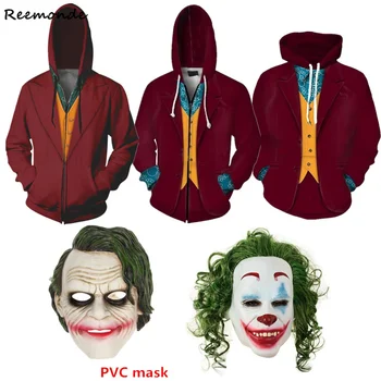 

2019 Joker Origin Cosplay Joaquin Phoenix Arthur Fleck Costume New Movie Joker Hoodies Sweatshirts Coat Men Joker Pennywise Mask