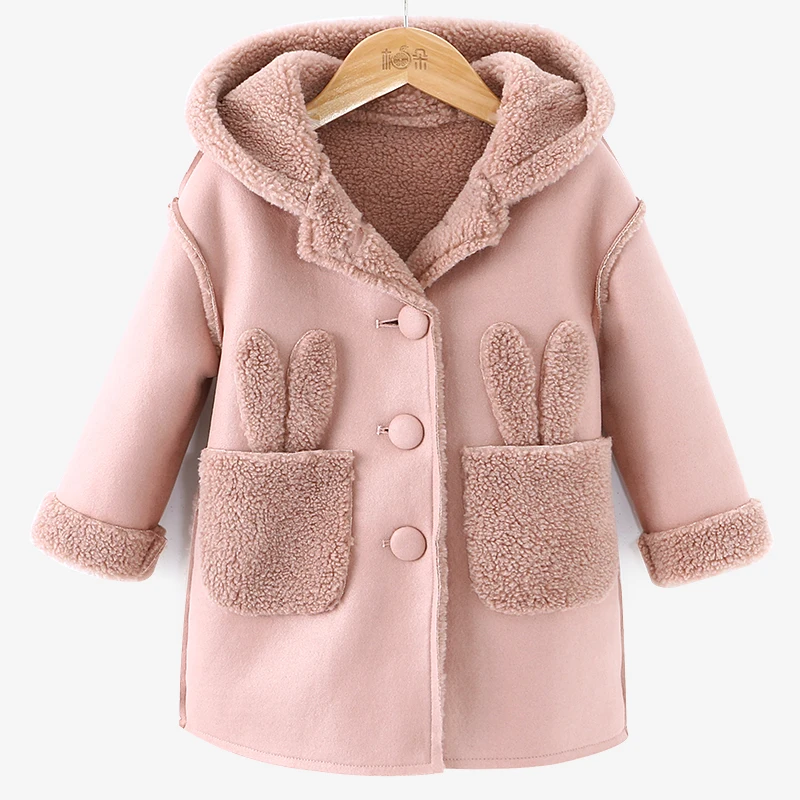 

2019 Autumn Winter Jacket For Girls Cartoon Rabbit Ear Kids Faux Fur Coats 2-11 Years Baby Girls Outerwear Infant Snowsuit