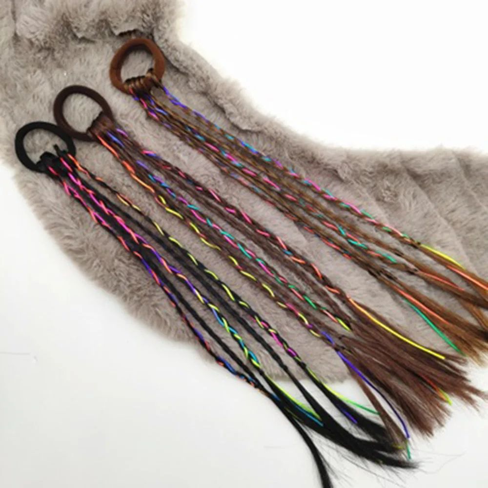 Simple Kid Elastic Hair Band Rubber Band Hair Accessories Kids Wig Headband Girls Twist Braid Rope Headdress Child Gift