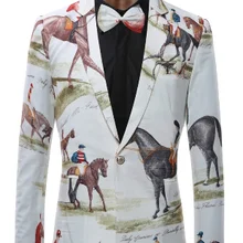 Брендовый мужской блейзер для верховой езды с 3D принтом, приталенный пиджак, повседневная одежда для сцены, модные мужские блейзеры с галстуком-бабочкой размера плюс