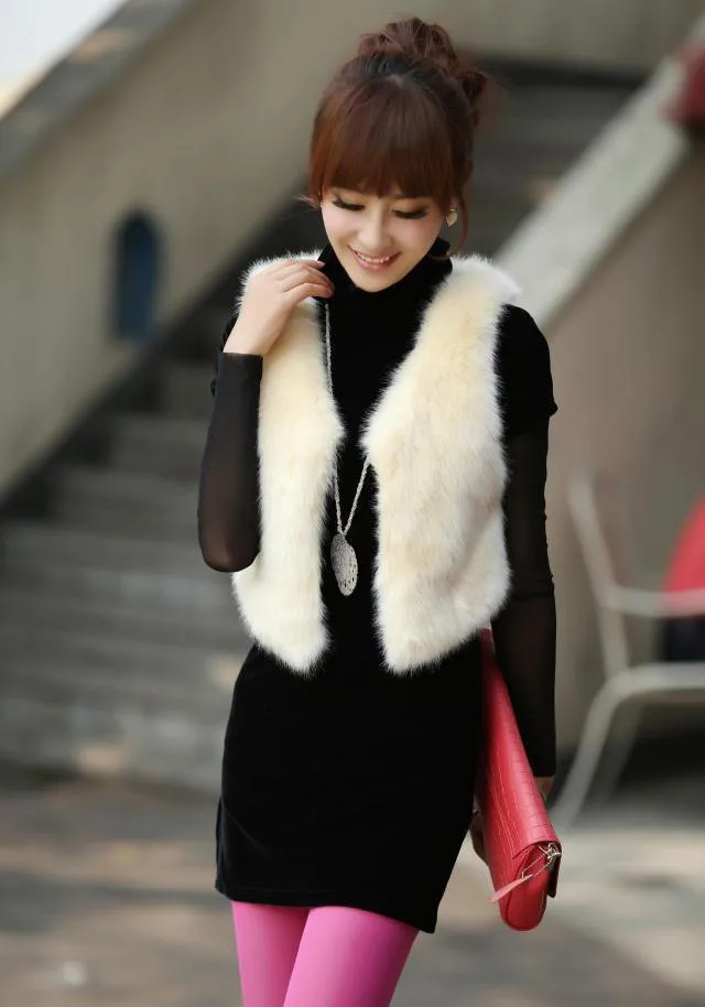 Женский зимний короткий жилет manteau fourrure femme из искусственного меха кролика Рекс, мягкий жилет из искусственного меха черного цвета V724