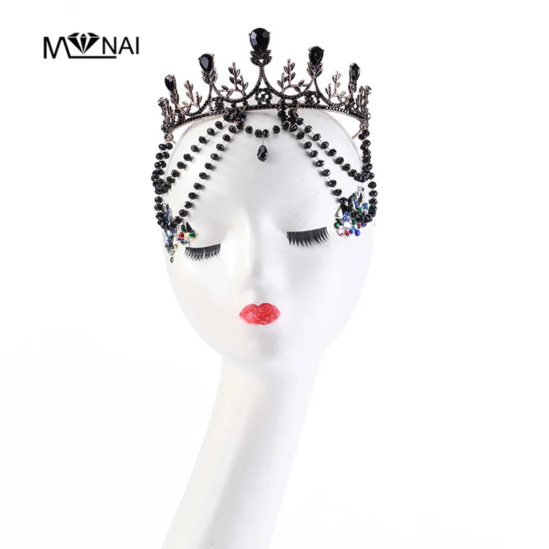 

Готическая Корона повязка для невесты диадемы Queen Ретро стиль и украшениями в виде цепочек и кругов из бисера Корона с украшением в виде кристаллов Свадебные аксессуары для волос