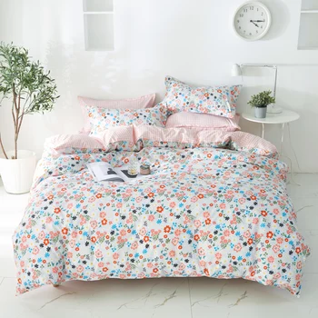 

Colorful floral flower group 3/4/5pcs bedding set duvet cover flat bed sheet pillowcase family 2 covers full single bed set