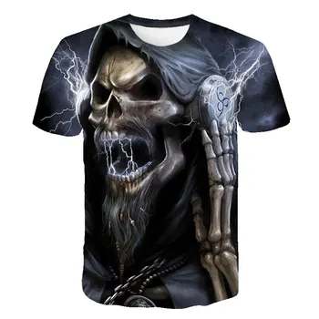

Men's 3D Printed Skull Series Casual T-Shirt Men And Women Fashion Wild DJ cool Short-Sleeved Shirt ROCK T-shirt black Tops