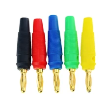 5PCS Bunte 4mm Banana Stecker Gold Überzogene Anschlüsse Sockel Schweißen-freies Non-slip Weiche Gummi Banana kopf Laterne Typ