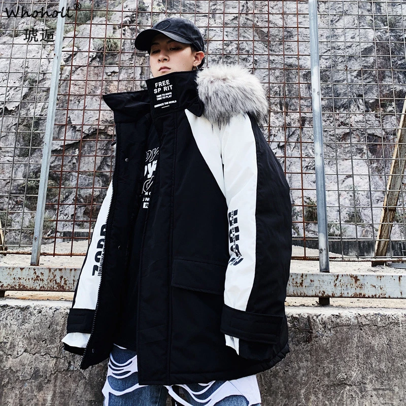 

Winter Parka Men's Solid Jacket 2020 New Arrival Thick Warm Coat Long Hooded Jacket Fur Collar Windproof Padded Coat Fashion Men