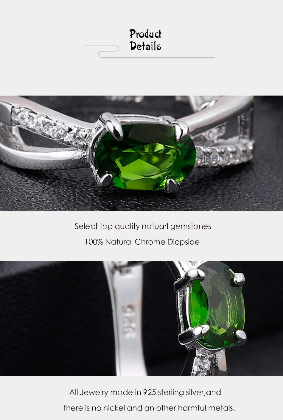 GEM'S балетные 925 пробы серебряные модные серьги 1.06Ct натуральный хром диопсид драгоценный камень клипсы для женщин хорошее ювелирное изделие