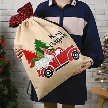 

Christmas Decoration Forest Elderly Car Gift Bag Candy Bag Christmas Gift Bag Drawstring Burlap Bag Big Cloth Bag